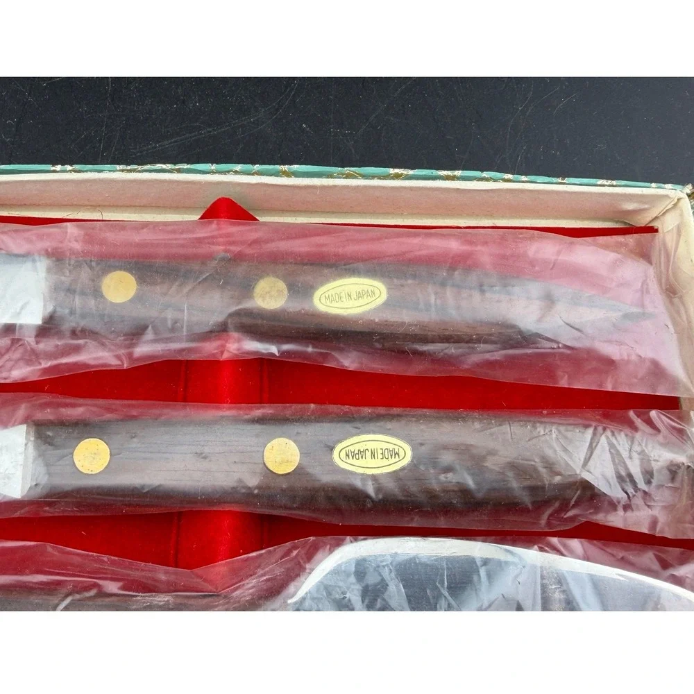 Vintage Stainless Steel 3pc Serving Set-Wood Handle, Cheese Pie Fork, Japan, NIB